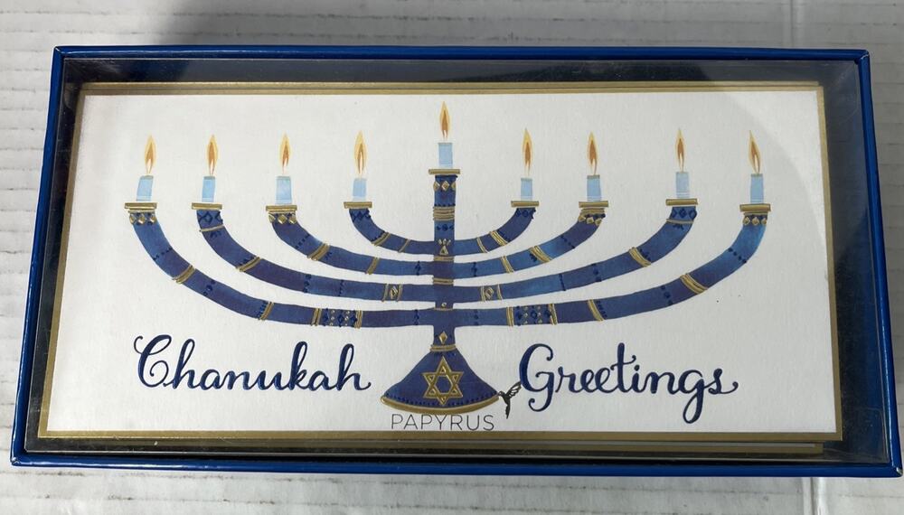 Papyrus Chanukah Greetings Menorah Cards Box of 16 With Envelopes